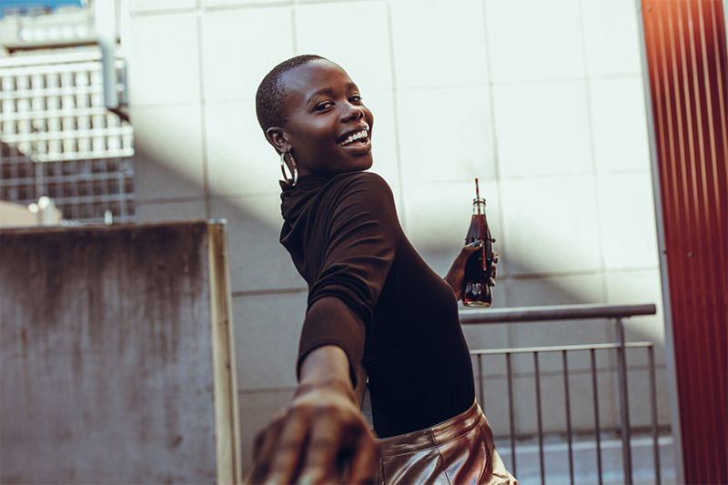 Beautiful Woman Drinking Softdrink